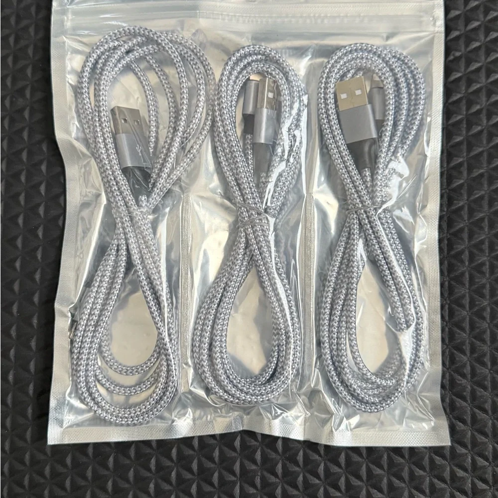 Braided Strong Lightning USB Charging Cable - 3 Pack
